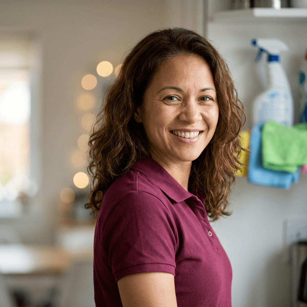 Rachel Martinez with kitchen organizer