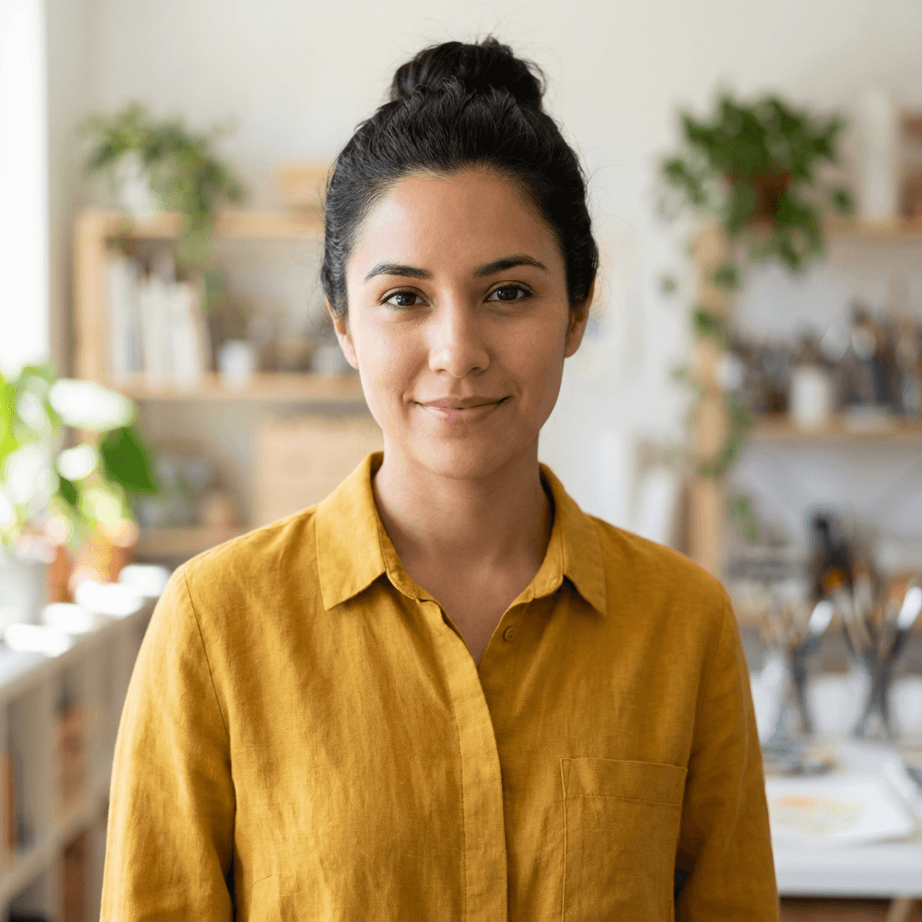 Elena Gonzalez in renovated kitchen